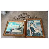 WIRE ART, 2.CANVAS FRAMED PAINTINGS