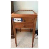 WOOD TABLE, 13 x 20, 26 TALL, 2 DRAWERS