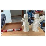 PORCELAIN ANGEL FIGURES, 12 INCHES TALL