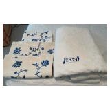 QUEEN QUILTED COMFORTER, 3 PILLOW SHAMS stained