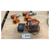 RIDGID 1/2 INCH DRILL, DRIVER, CHARGER, BATTERY