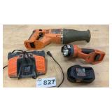 RIDGID RECIPROCAL SAW, LIGHT, CHARGER, BATTERY