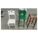 WOOD FOLDING CHAIR, METAL CHAIR, PLANT TABLE