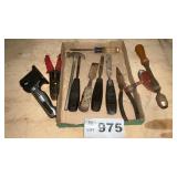 KNIFE SHARPENER, HAND DRILL, CHISELS