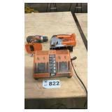 RIDGID CORDLESS DRILL, JIGSAW, CHARGER, NO