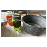 16 INCH RUBBER TUB, 8 INCH DEEP, 2 DRINK JUGS