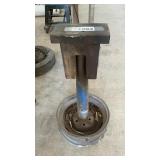 HEAVY IRON, USED AS ANVIL ON STAND, 32 INCHES TALL