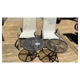 2 PATIO CHAIRS AND TABLES