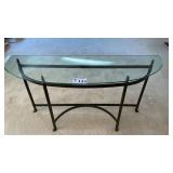 GLASS TOP TABLE, 16 DEEP, 54 LONG, 28 TALL