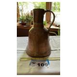 COPPER PITCHER, 12 INCHES TALL