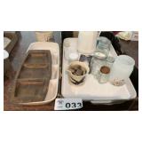 DIVIDED DISHES, CARAFE, JARS,PLASTIC SERVING TRAY