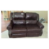 RECLINING LOVE SEAT, VINYL MATCHES LOT 54
