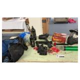 PAINT BALL GUN, CANISTERS, BULLETS, SHEILD,