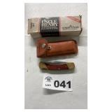SCHRADE UNCLE HENRY KNIFE W SHEATH AND BOX