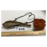 POWDER FLASK, LEATHER SHOT BAG