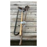 CROW BAR, HOE, WEED WACKER