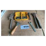 DRILL BITS, PIPE WRENCH, FENCE PLIERS,