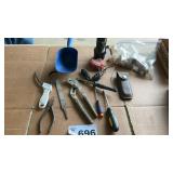 TOOLS, PLIERS, SCREWDRIVERS, FILE, FLASHLIGHT,