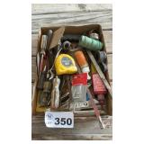 SAW, TAPE MEASURER, SCREWDRIVERS, STRING, SAWZAW