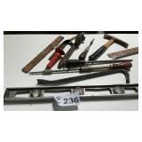 LEVEL, RASP, YANKEE DRILL, BRICK HAMMER, PRY B