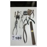 PLIERS, TAPE MEASURE, RASP, PULLER,