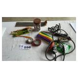 SOLDERING IRON, TAPE, LIGHT,HOOKS