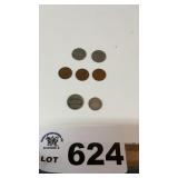 WAR NICKEL, 35% SILVER, 1943 CANADIAN DIME, 80%