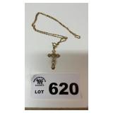 14 K GOLD CHAIN WITH CROSS, 10 GRAMS