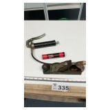 SMALL GREASE GUN AND WOOD PLANE
