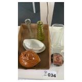 LOAF DISH, VASES, TRIVET, CANDY DISH, GRAVY BOAT