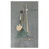 SHOVEL, LEAF RAKE, GARDEN RAKE