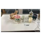 MUSIC BOXES, CANDLES, HORSE