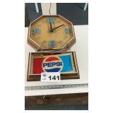 LIGHTED PEPSI CLOCK, NEEDS REPAIR