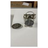 Alarm Clock with Mercury Dimes, Belt Buckle with