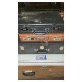 2 Brief Cases and Wooden Suitcase