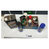 PARTIAL CONTAINERS OF CLEANERS, STARTING FLUID,
