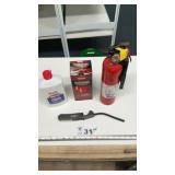 FIRE EXTINGUISHER, LIGHTER FLUID, STARTER, BIC