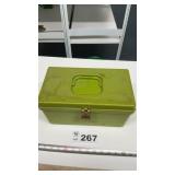 PLASTIC TOOLBOX WITH GLUE GUNS AND MISC.