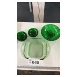 CASSEROLE DISH, GREEN GLASSWARE