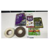 PEST AND ANT TRAPS, SANDPAPER, DRYWALL TAPE, ROD
