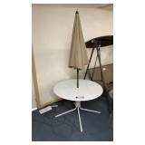 METAL PATIO TABLE WITH UMBRELLA