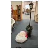 SANTA BLOW MOLD, DAMAGED, CHRISTMAS LAMP POST,