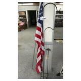 SHEPHERD HOOKS, AMERICAN FLAG WITH POLE