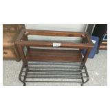 WOOD TABLE, NO TOP, 14 x 40, 22 TALL, METAL SHOE