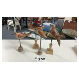 WOOD BIRD FIGURES, 8 to 13 INCHES TALL