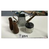 WATERING CAN, BRASS SPOUT, JAR
