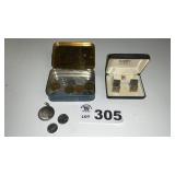 FOREIGN COINS, TOKENS, CAFF LINKS