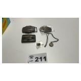 BELT BUCKLES, COIN NECKLACE