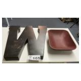METAL LETTER, WOOD BOWL
