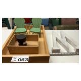 WOOD BOX 21 x 14, ,METAL CHAIRS, WOOD LETTER